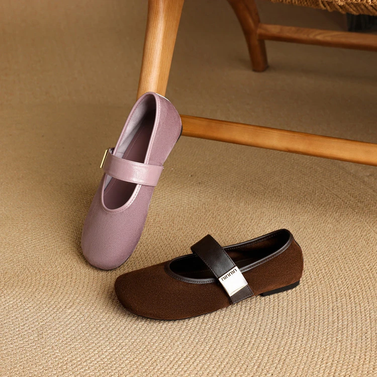 全羊皮~1cm大码超软平底鞋真皮女士单鞋软底舒适百搭轻奢玛丽珍鞋