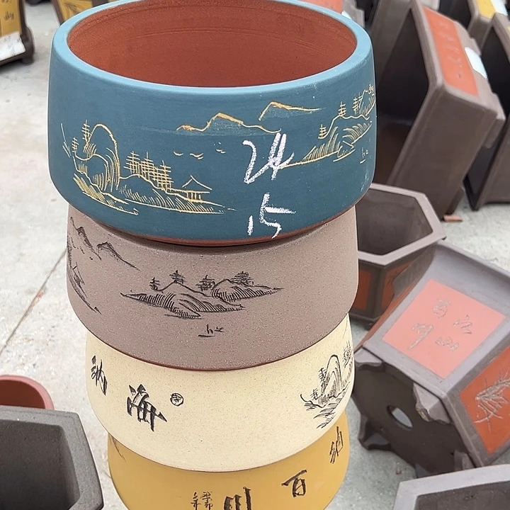 紫砂花盆，透气花盆