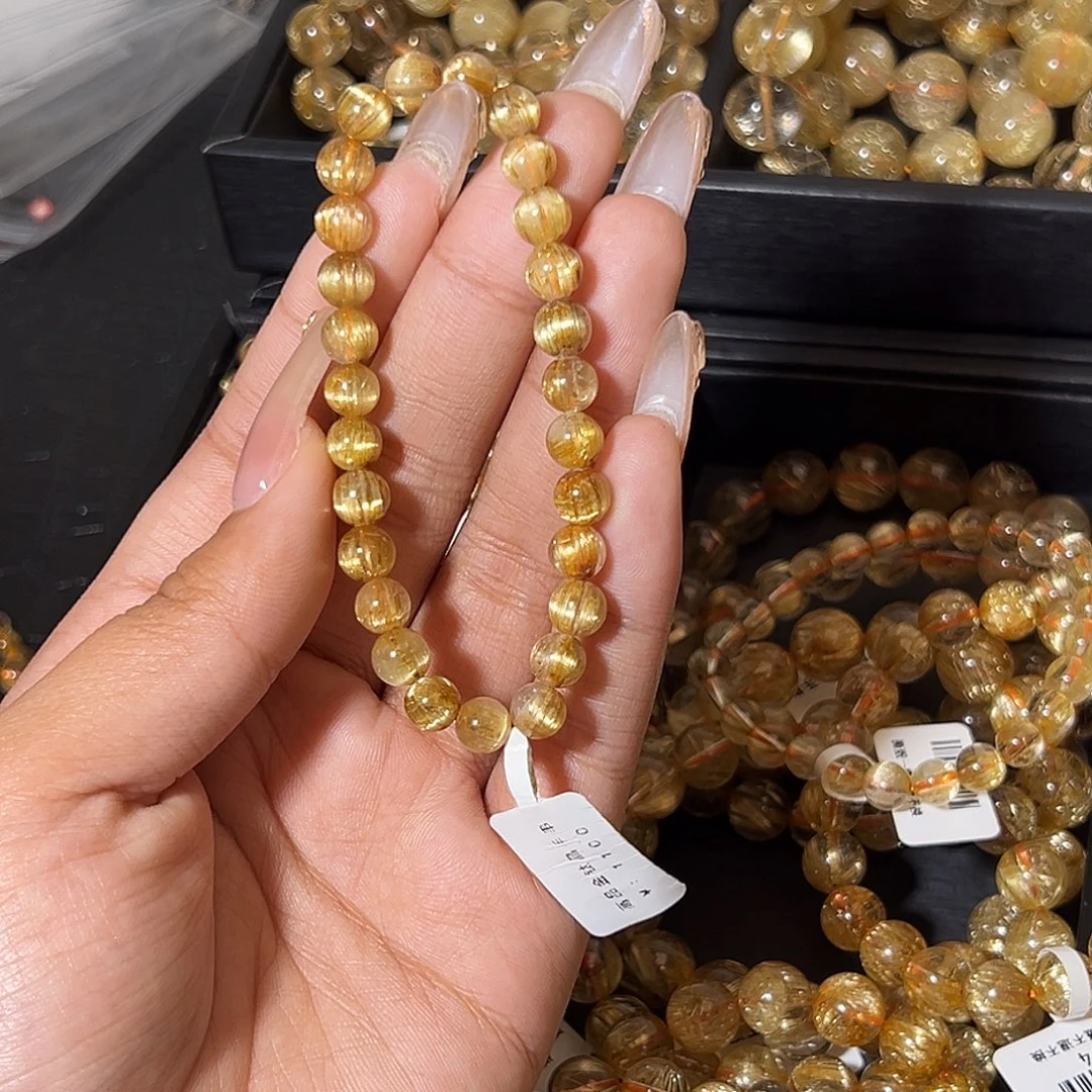 泡***芙未镶嵌发晶手链天然金发晶