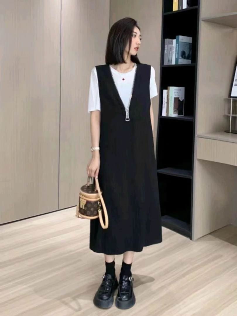 897 （T恤+连衣裙）夏季时尚百搭连衣裙套装 三楼