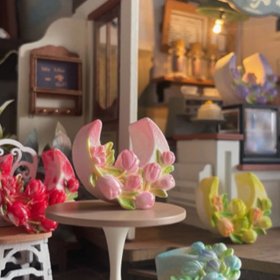 郁金香月亮蛋糕diy树脂配件饰品微缩