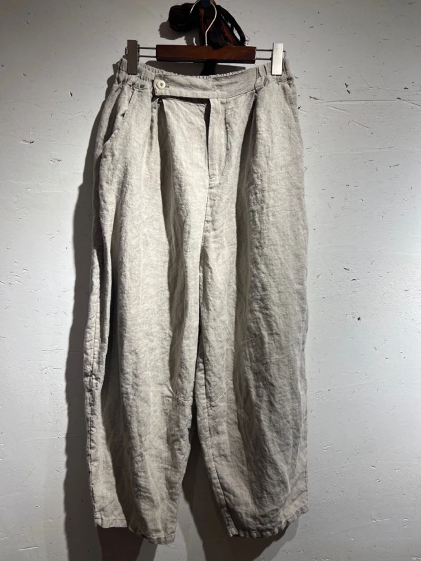 布衣小铺推荐：原创衣路亚麻直筒裤子