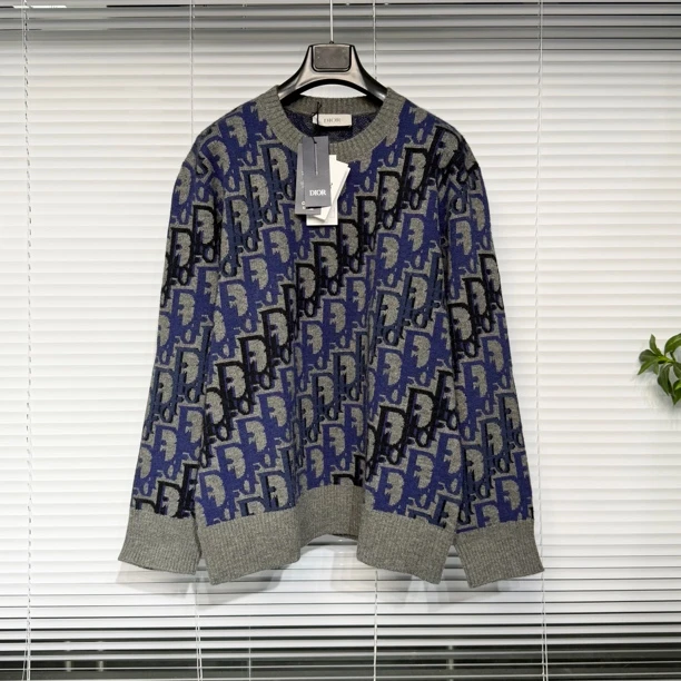 未使用 DIOR/迪奥 SS26 oblique 老花满印 针织毛衣 XXL码 a704