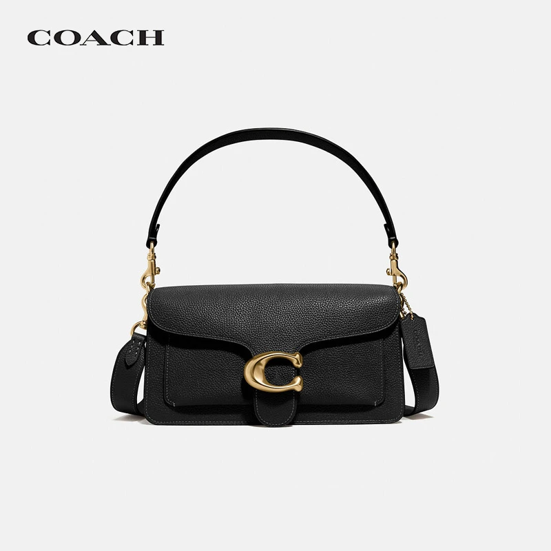 COACH蔻驰 Tabby 26 按扣翻盖开合鹅卵石纹牛皮革手提斜挎单肩包