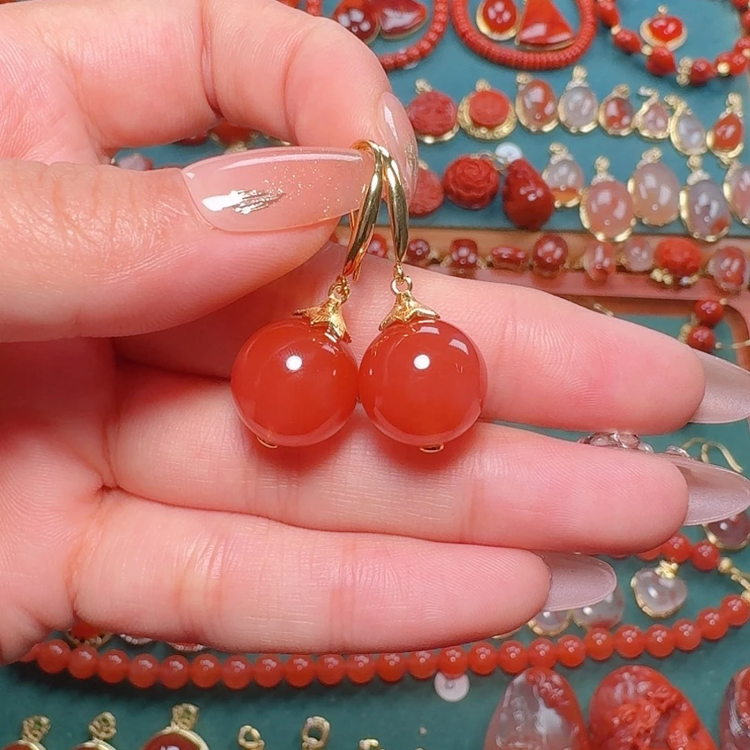 南红玛瑙银S925镶嵌13+