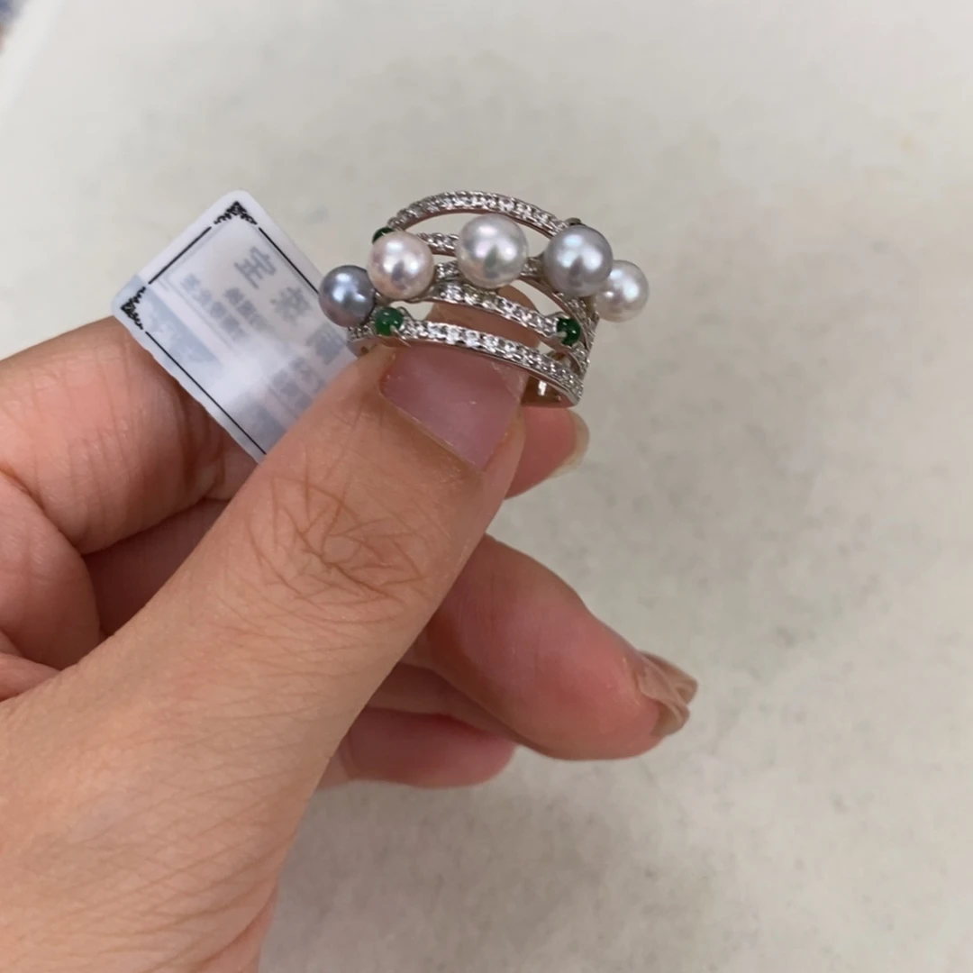 海水珍珠银S925镶嵌戒指