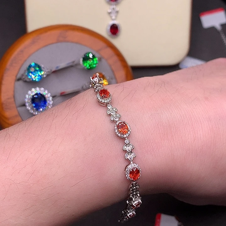 戒指石榴石（芬达石）银S925镶嵌