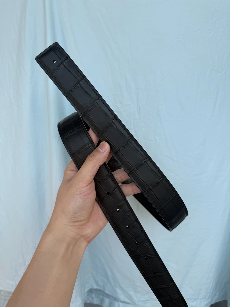 （单皮带）3.8宽鸵鸟皮+鳄鱼皮双面腰带