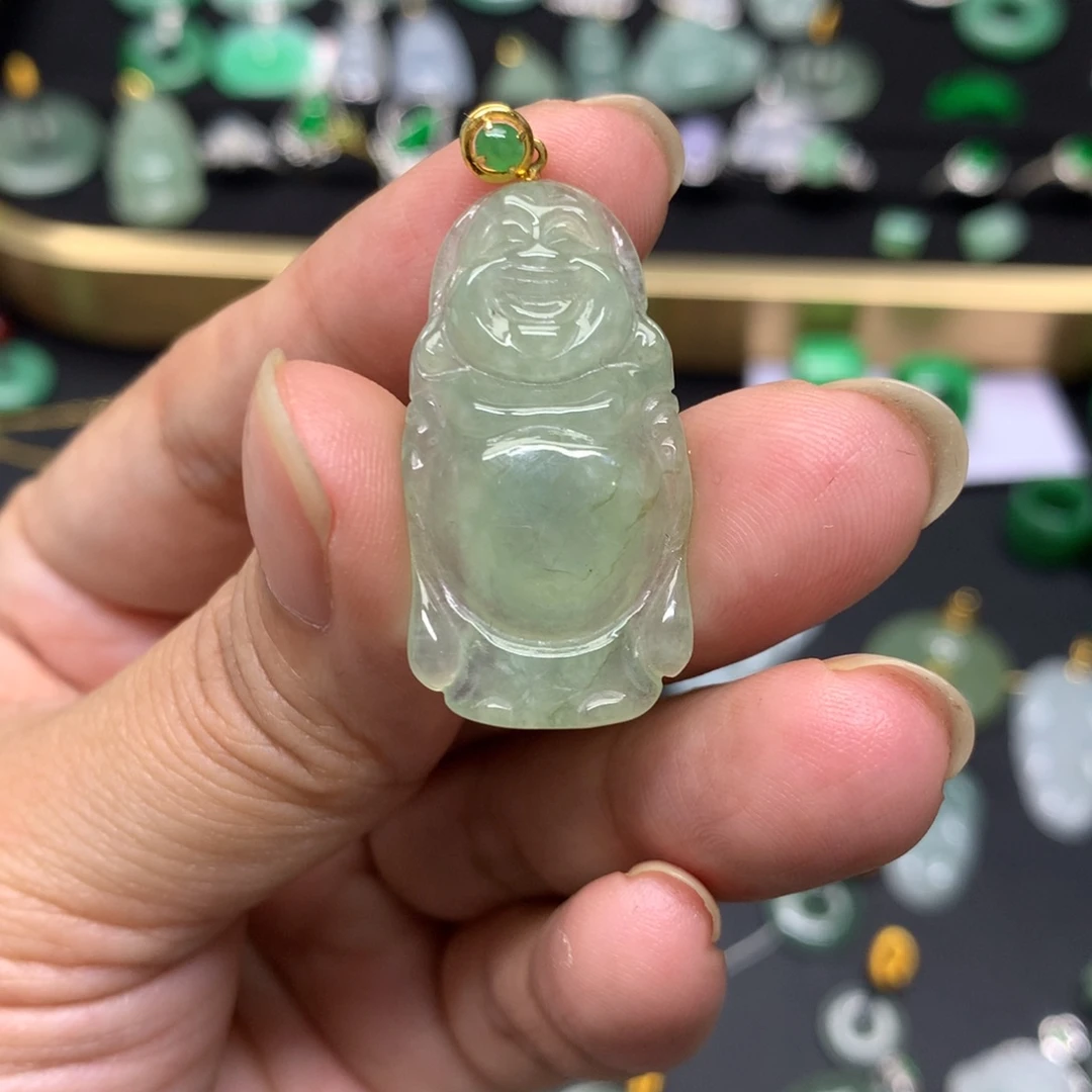 吊坠(不含链)18K金镶嵌翡翠✨**✨有纹裂
