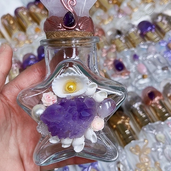 卷***动摆件紫晶未镶嵌水晶