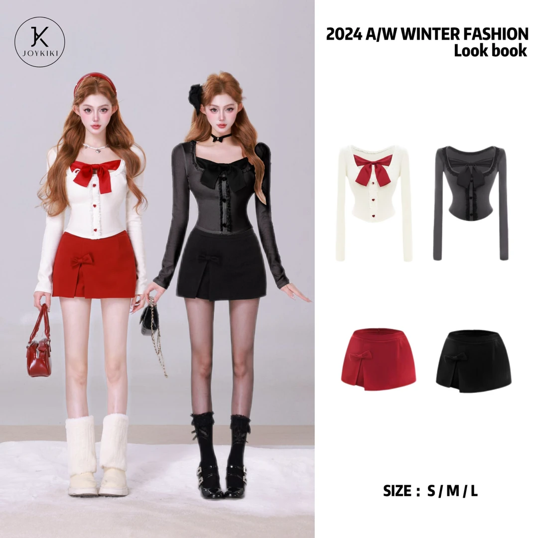 JOY KIKIA金金【甜妹天菜】冬季甜美纯欲显瘦重工套装 J24D412