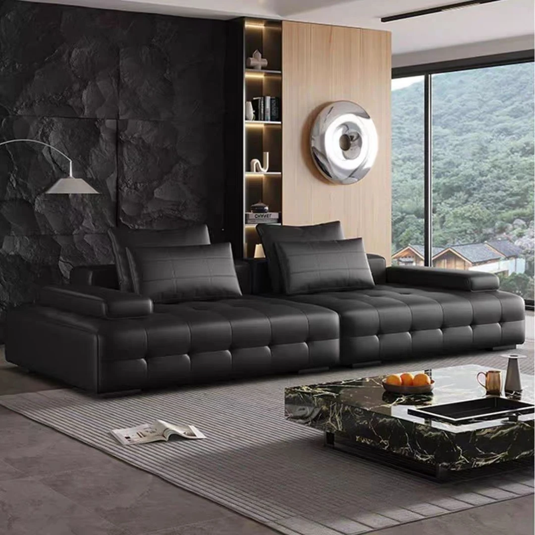 2025新款劳伦斯意式轻奢别墅客厅直排全真皮客厅家用沙发时尚