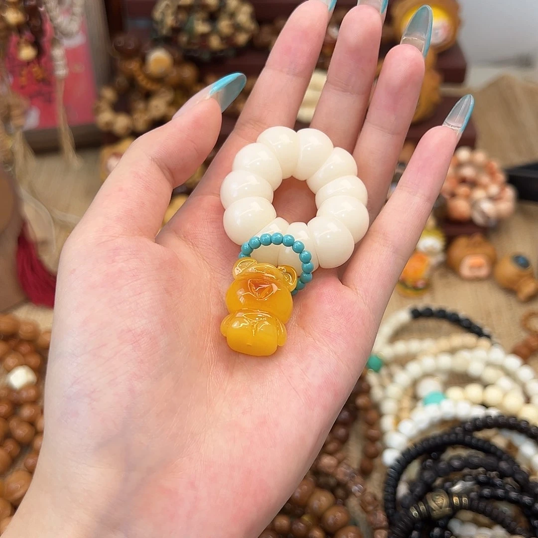 菩提根/象牙果把件太阳花手捻搭配小熊