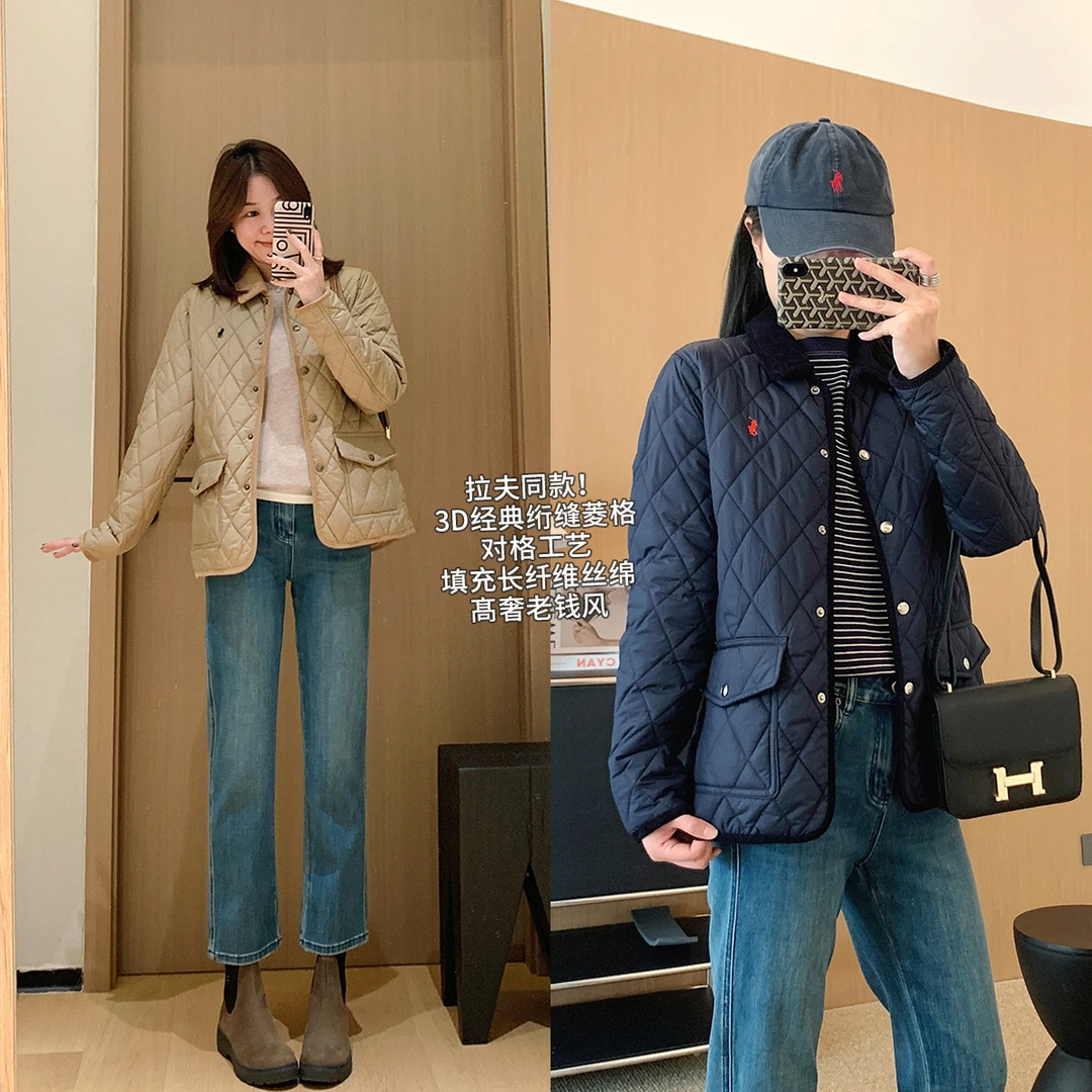 大叮自制【拉夫同款棉袄】绗缝菱格小马刺绣灯芯绒领棉服外套！S6359