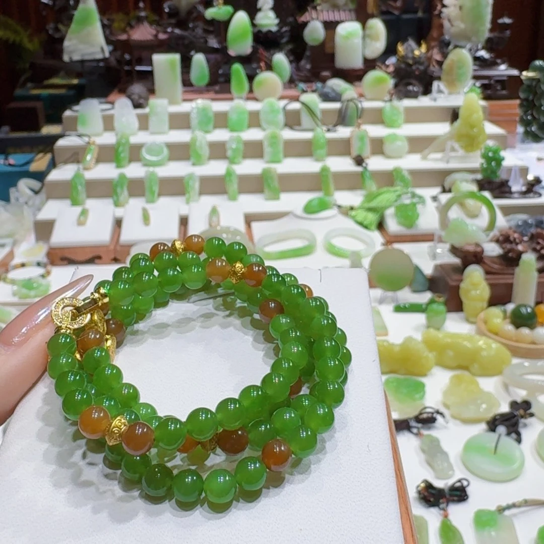 和田玉未镶嵌挂件碧玉108