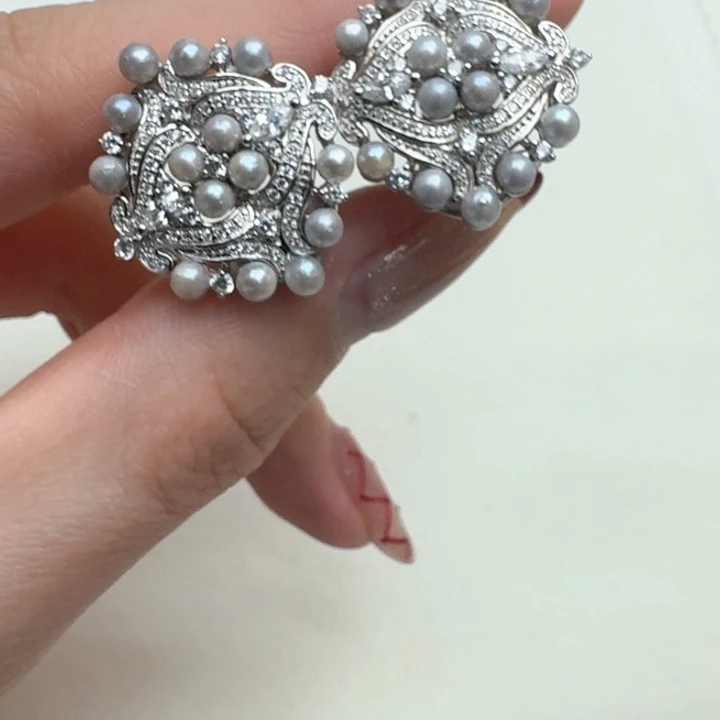 海水珍珠耳饰银S925镶嵌