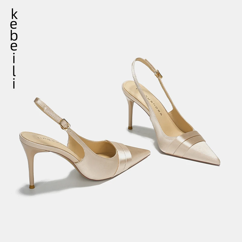 包头凉鞋女细跟尖头2025夏季新款香槟色气质法式性感名媛高跟鞋