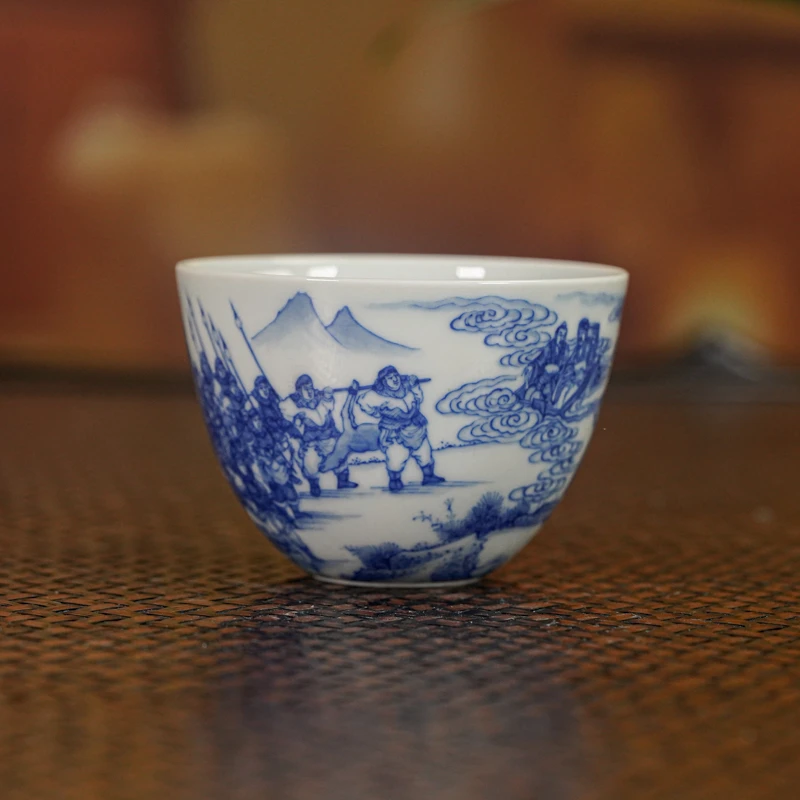 【墨舍名窑】觉山隐窑东周列国志人物卧蛋杯 jsyy134陶瓷主人杯手绘