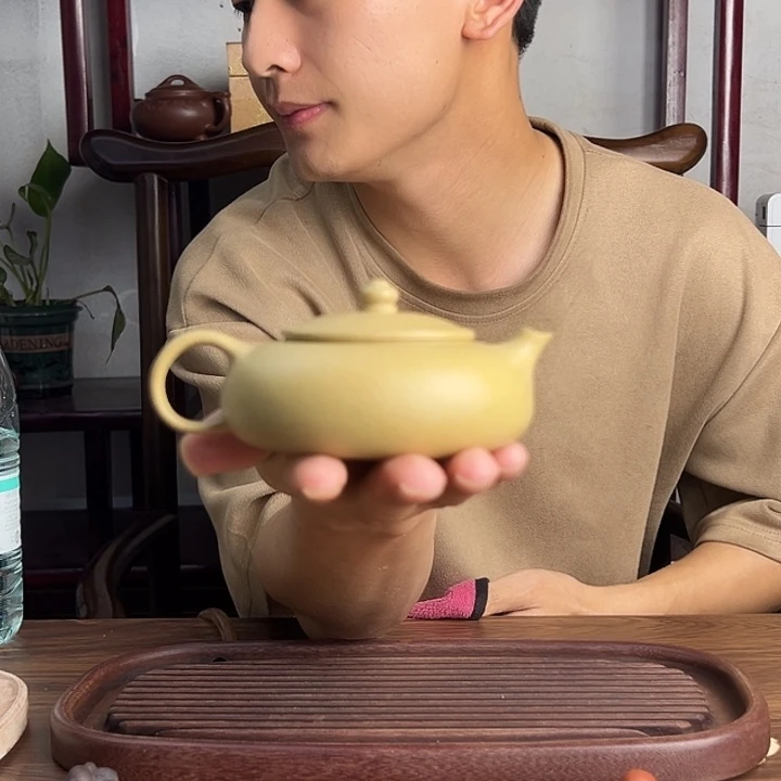 茶壶紫砂原矿梨皮绿泥 寒江紫砂壶