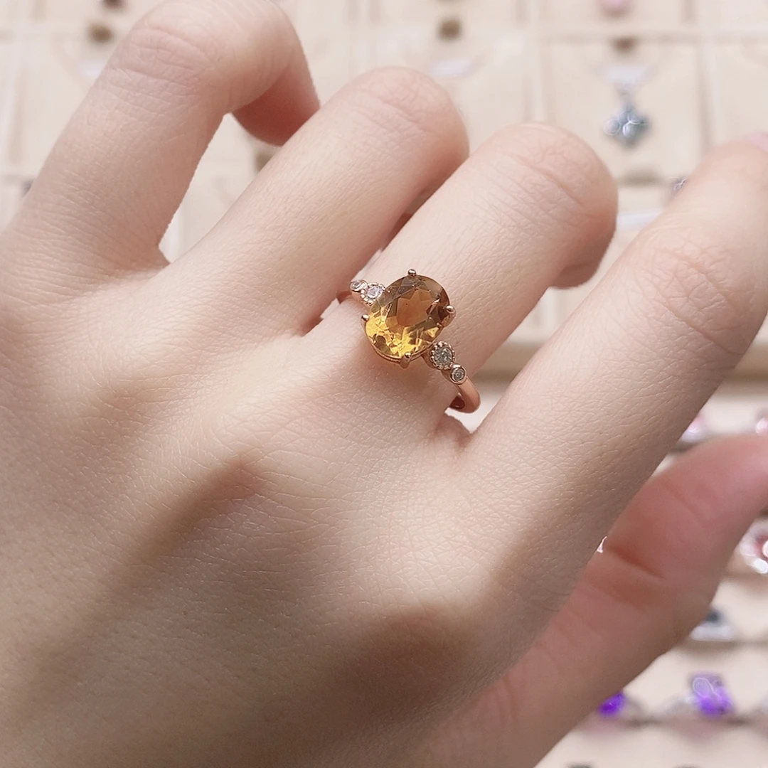 戒指银S925镶嵌水晶戒指