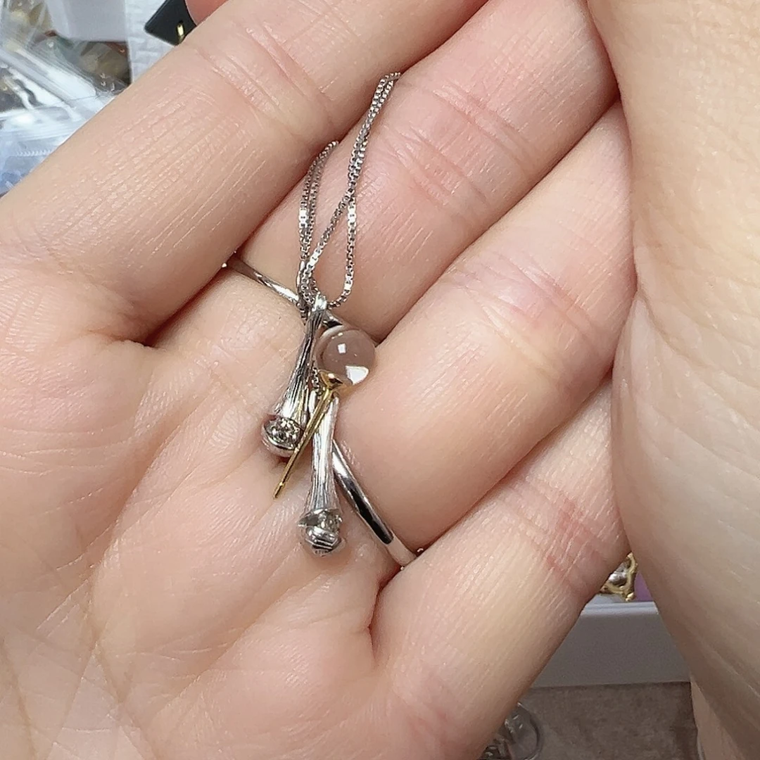 颈饰水晶银S925镶嵌手榴弹吊坠