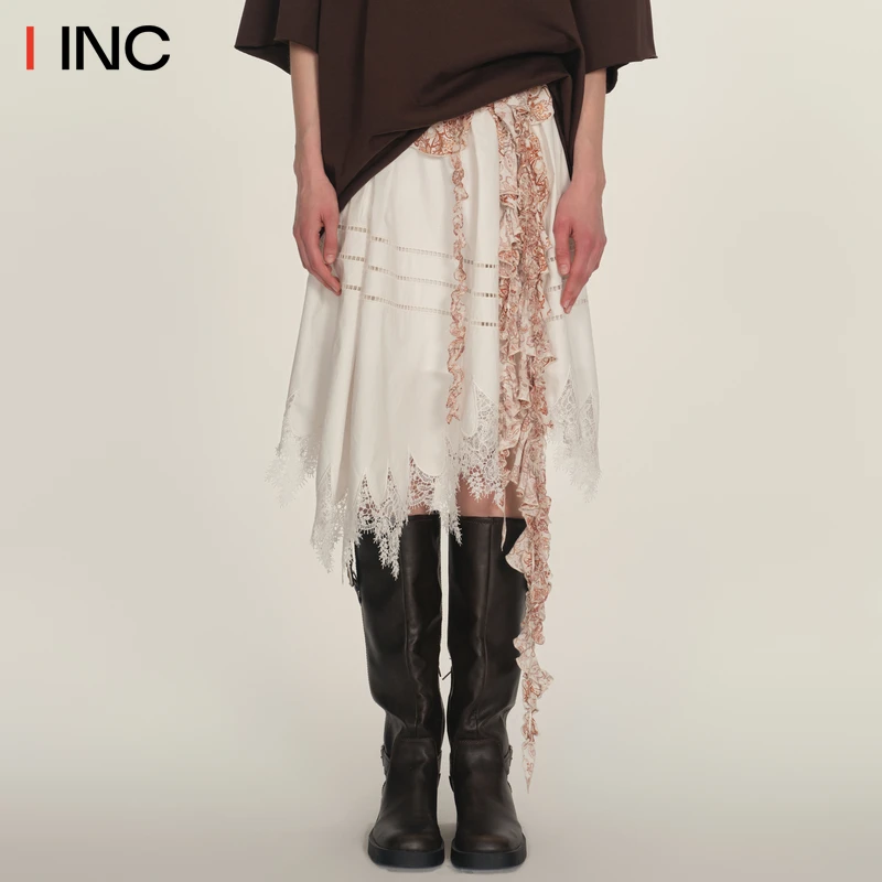 ICEDUST 螺旋荷叶边围巾花色领带25PF秋季新款重工设计感配饰IINC