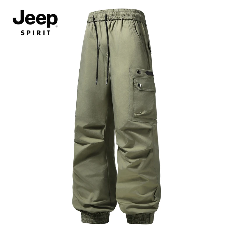 JEEPSPIRIT吉普长裤防泼水休闲裤子运动情侣防水工装裤冲锋裤宽松