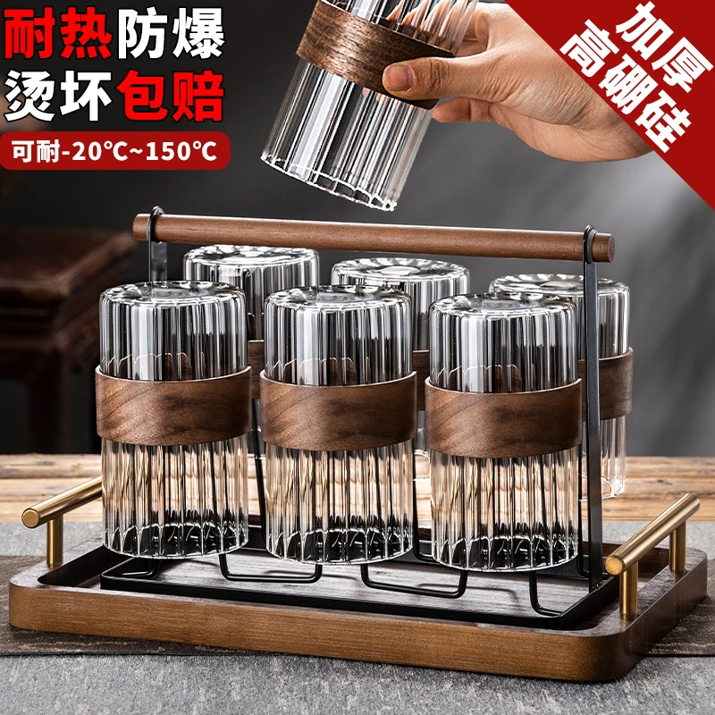 新款创意简约轻奢玻璃杯家用客厅耐高温茶杯水杯办公室待客杯子