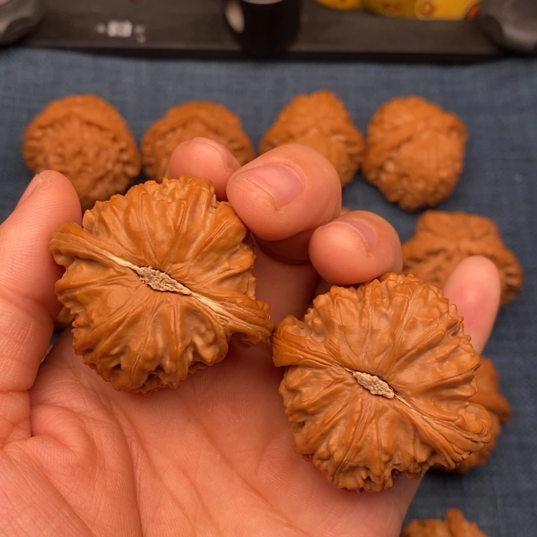 文玩核桃把件43红皮老树球白