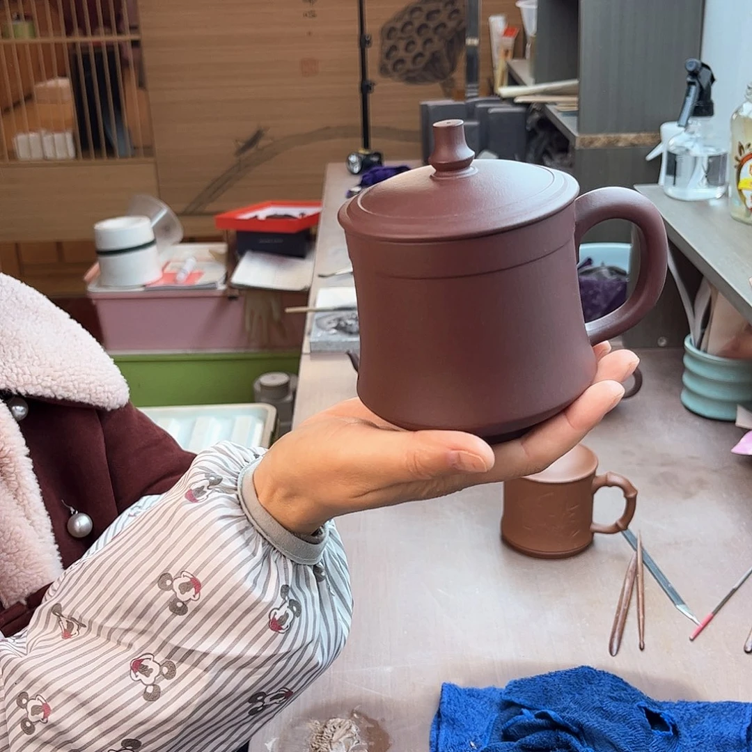 释***年紫砂茶壶紫砂盖杯一只