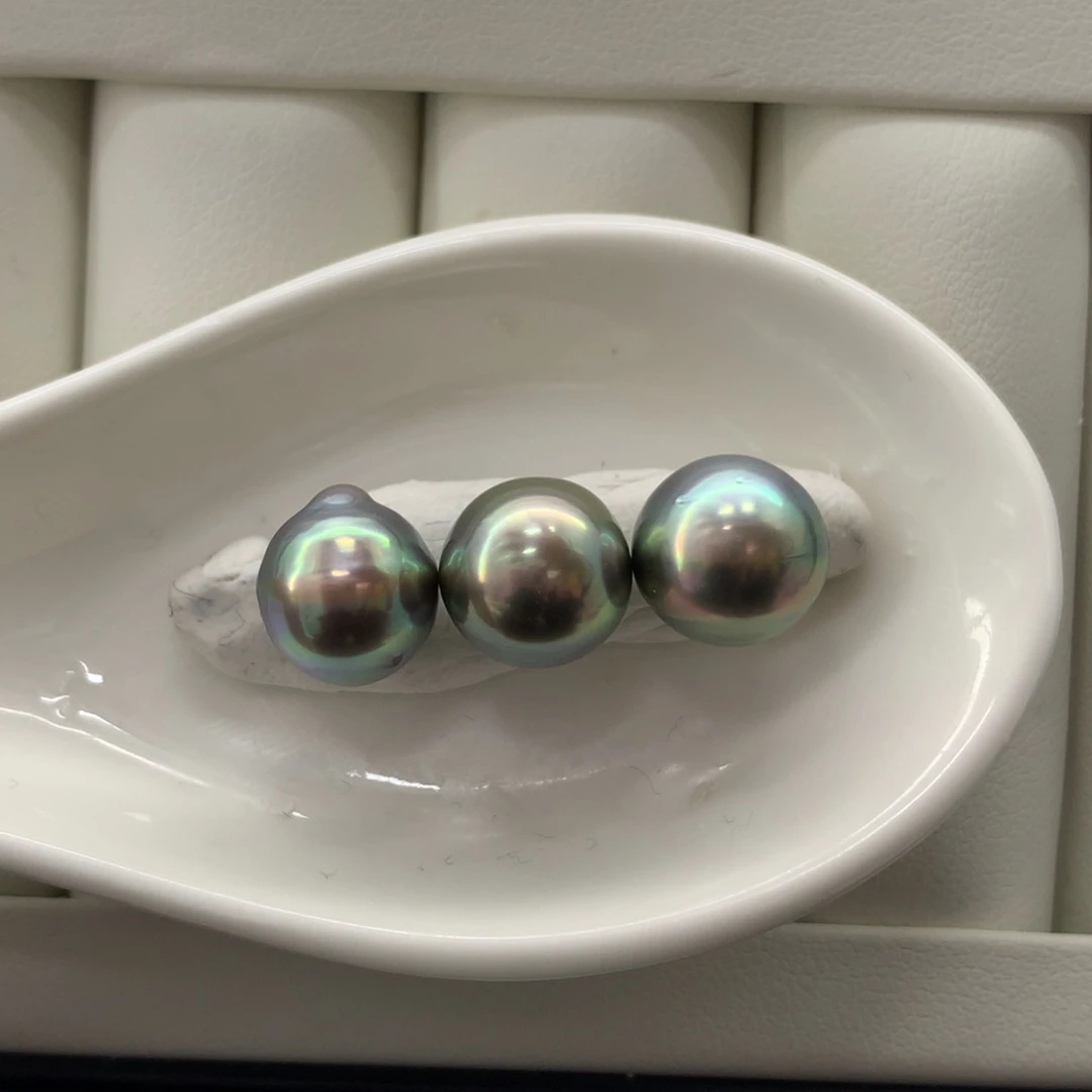海水珍珠裸珠大溪地裸珠9-10点位3颗特价