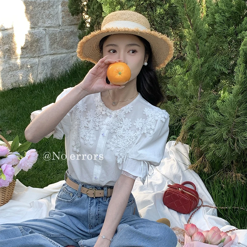 现货不出错No errors 珍妮心事～刺绣娃娃领衬衫B625Z03969