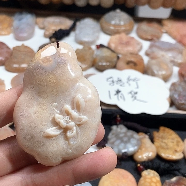 颈饰未镶嵌硅化珊瑚（珊瑚玉）