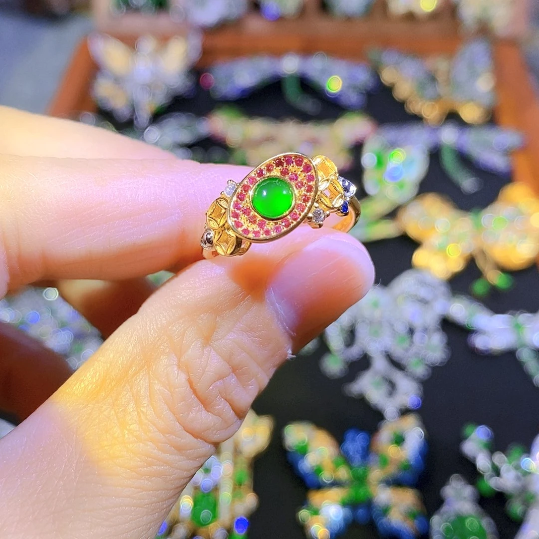 吊坠(不含链)银S925镶嵌翡翠