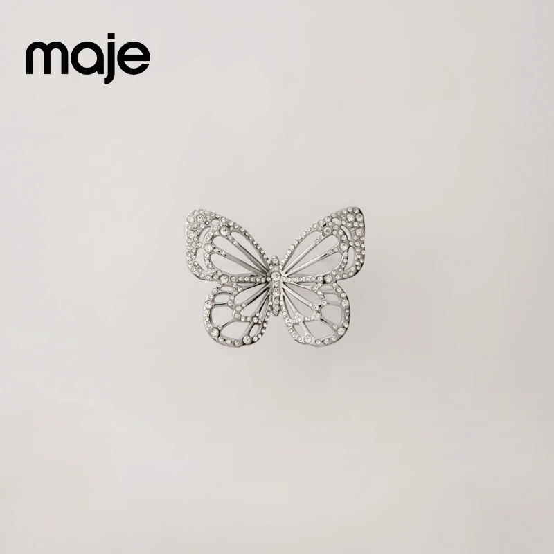 maje 铜合金玻璃戒指 蝴蝶指环镶钻戒指配饰MFABI00885