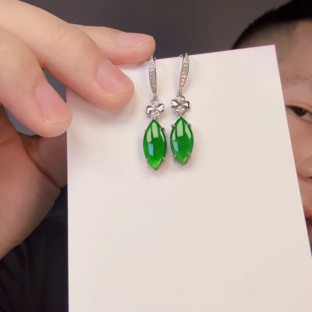 翡翠未镶嵌颈饰一对