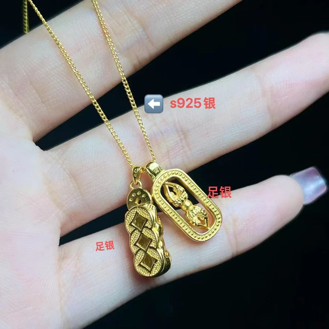 925银银制品 S925银镶貔貅金刚杵项链-BQY158