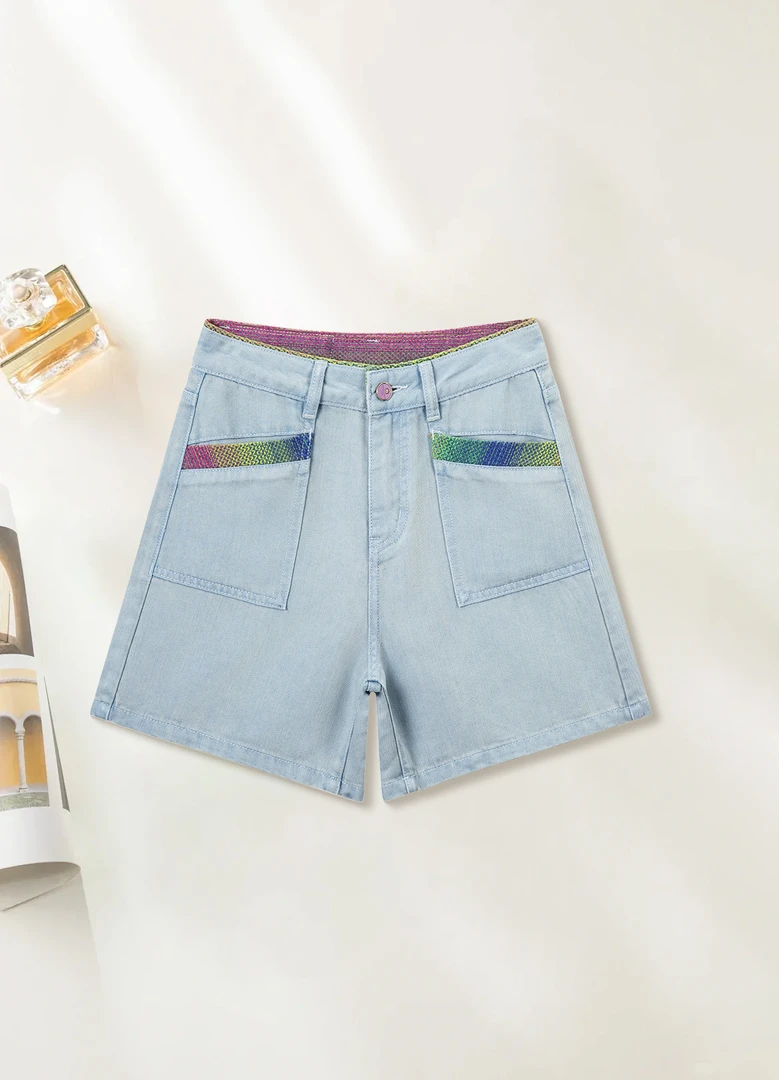 莱赛尔天丝夏季新款牛仔四分短裤高腰显瘦薄款百搭小个子韩版女裤