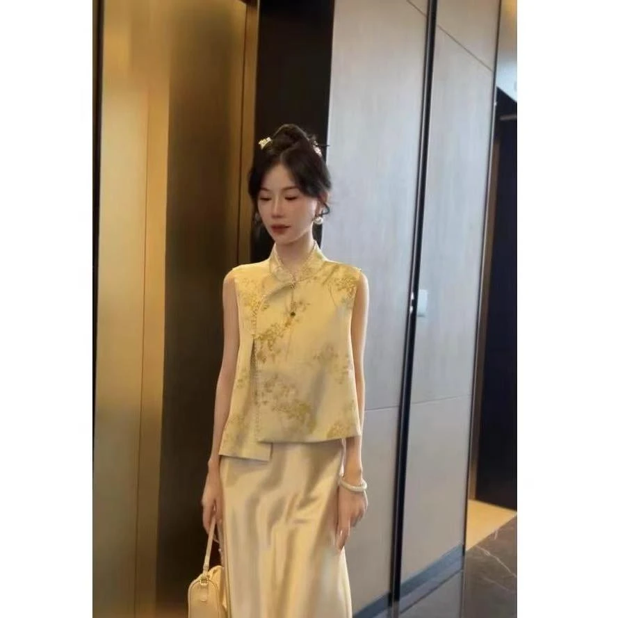 新中式夏季人丝提花时尚洋气高级感显瘦百搭上衣女