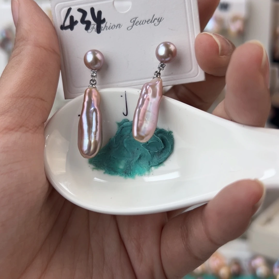 淡水珍珠耳饰银S925镶嵌