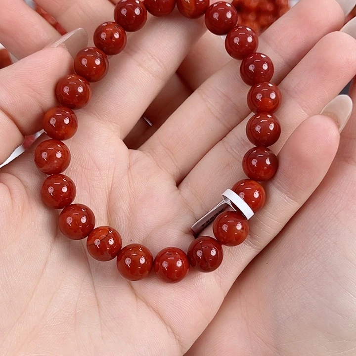 南红玛瑙未镶嵌瓦西牛血红9mm手串