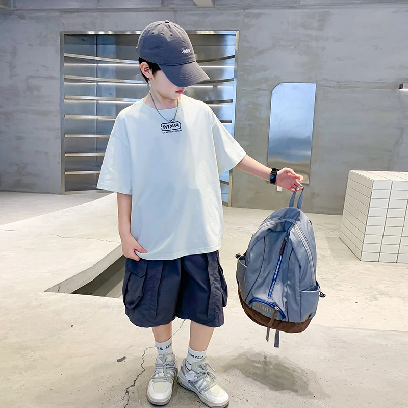 男童夏装套装2025新款大童夏款休闲儿童青少年酷帅夏季短袖男孩潮