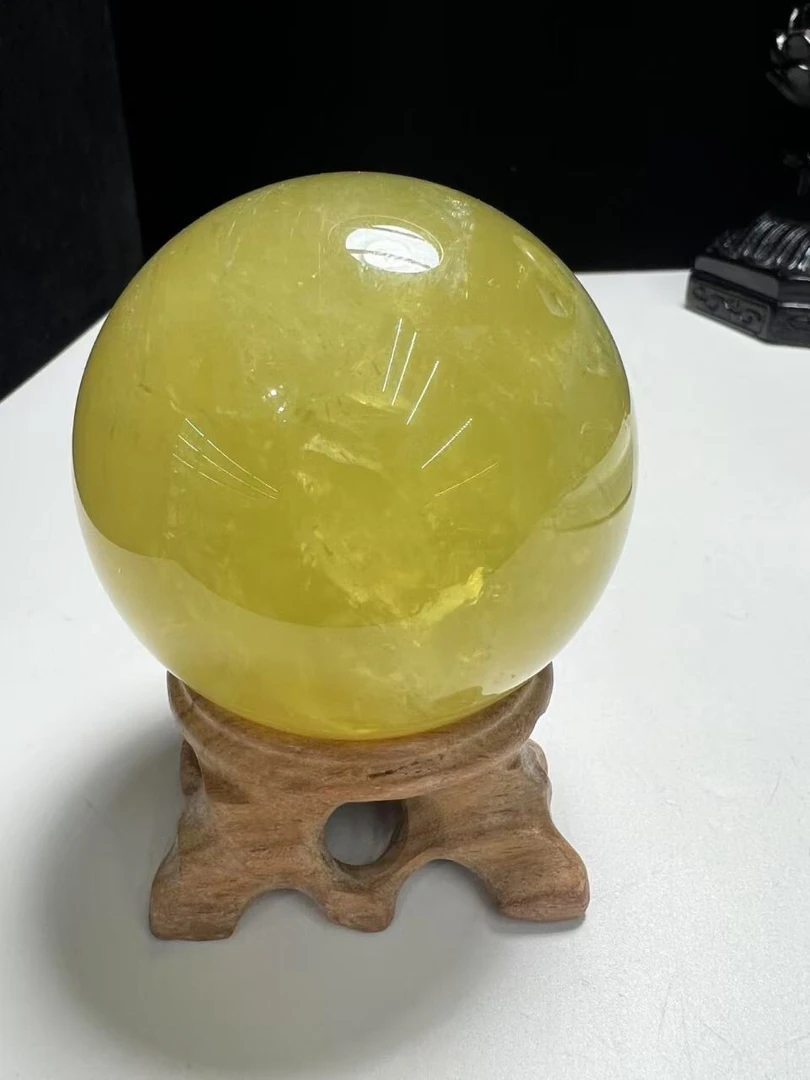 天然黄水晶球6厘米原石打磨居家办公室摆件先鉴定后发货生日礼物