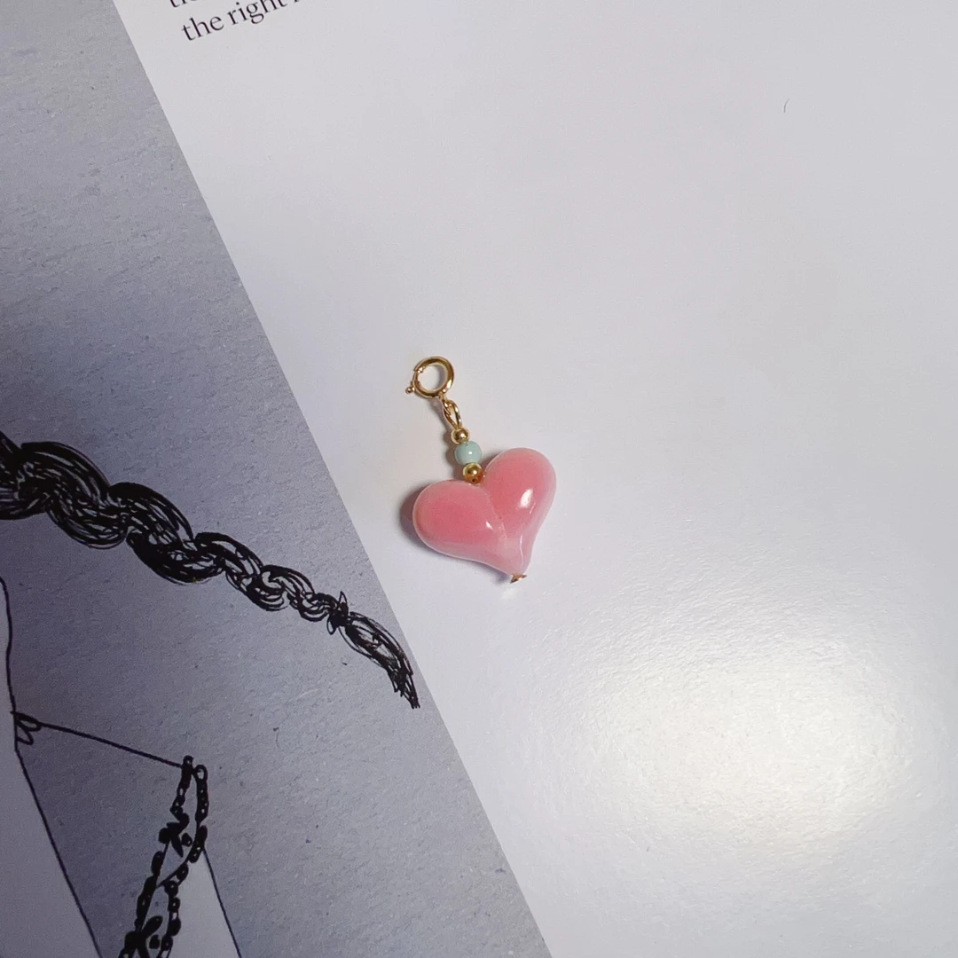 吊坠925银贝壳 S925银天然粉贝壳爱心屁桃吊坠万能扣多样性发一