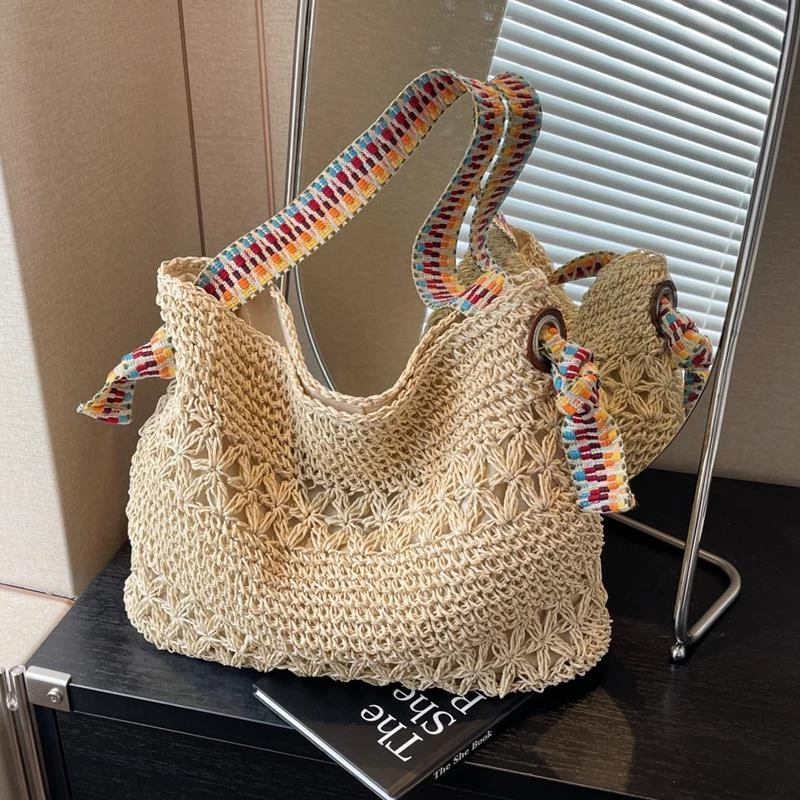 FAVMARTHA-度假风草编包女2025新款夏季流行编织包海边沙滩大容量