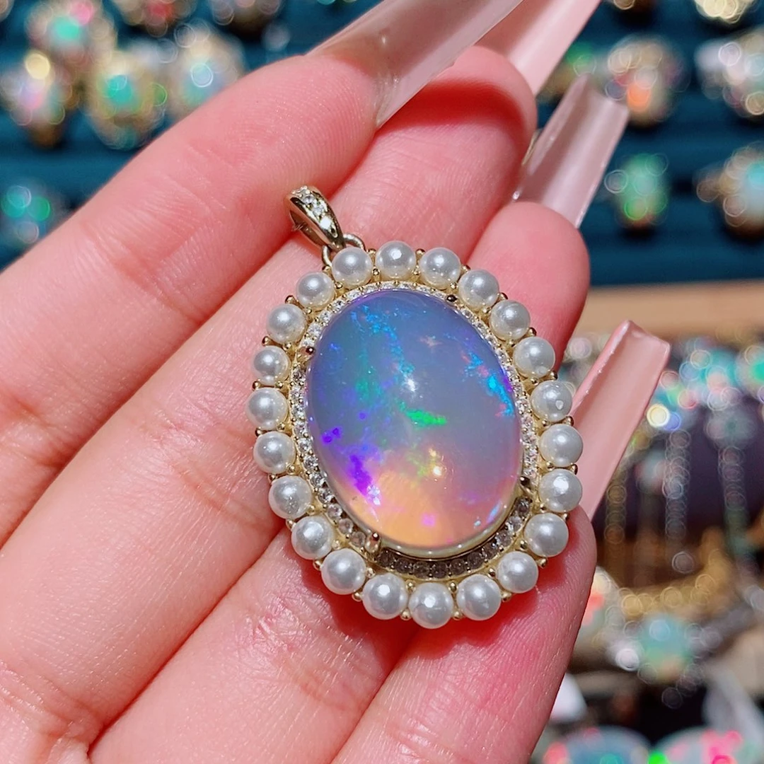 欧泊银S925镶嵌吊坠