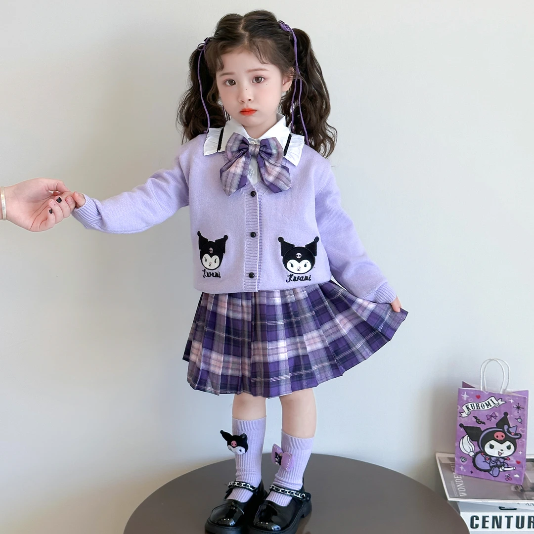 女童秋装连衣裙2025新款儿童库洛米jk套装女孩春秋学院风毛衣裙子
