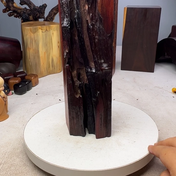 秋***竹木赞比亚血檀底座摆件
