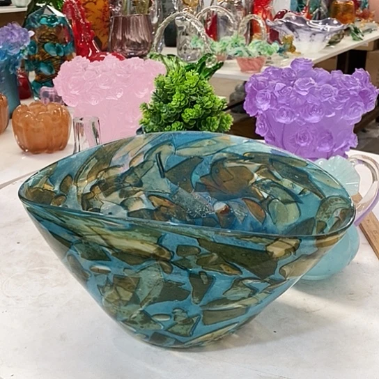 琉璃长度30厘米宽的20厘米高度16厘米琉璃果斗花瓶