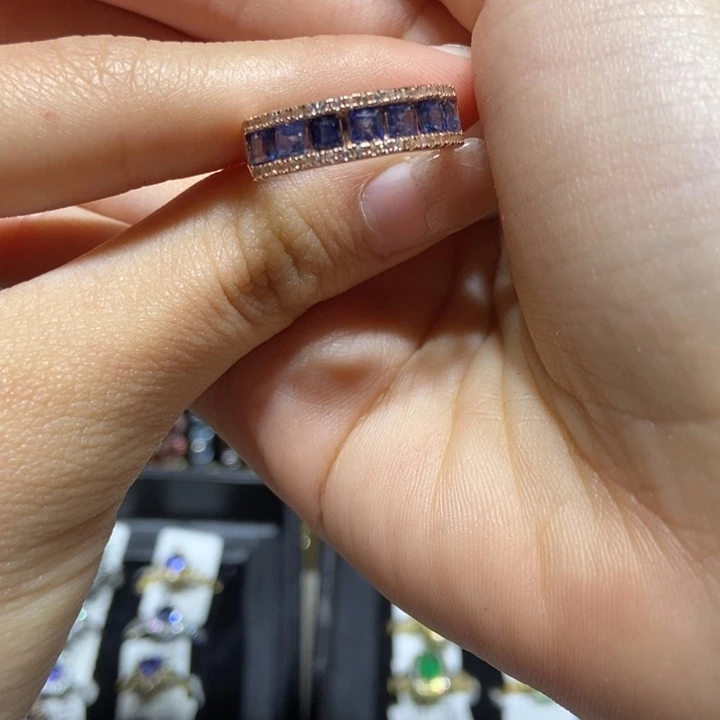 蓝宝石戒指银S925镶嵌